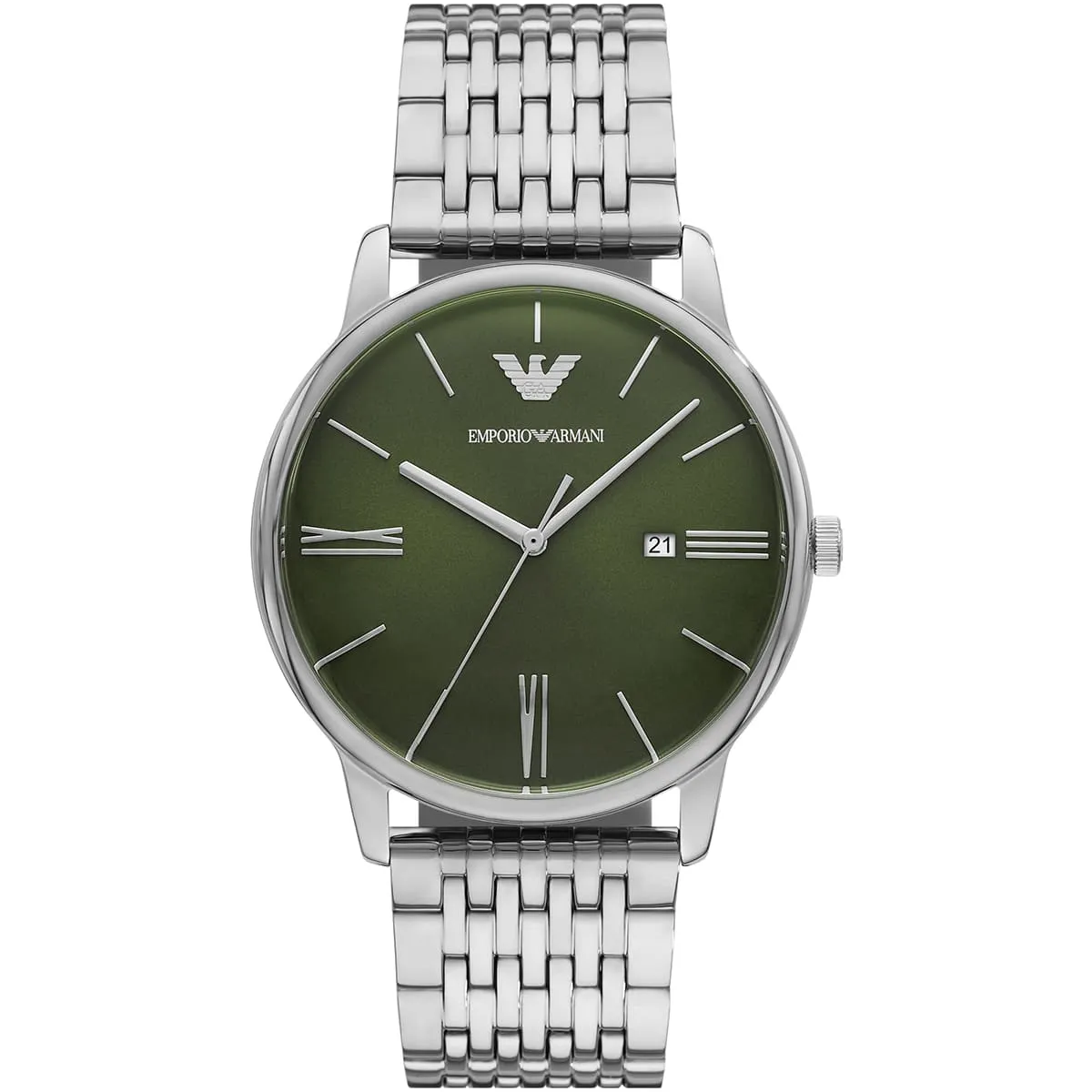 ar11644-emporio-armani-watch-men-green-dial-metal-stainless-steel-silver-strap-quartz-analog-minimalist Montre Emporio Armani AR11644 Minimalist – Image 1