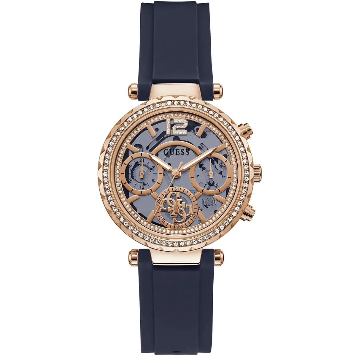 gw0484l2-guess-watch-women-blue-dial-rubber-strap-quartz-battery-analog-solstice Montre Guess GW0484L2 Solstice – Image 1